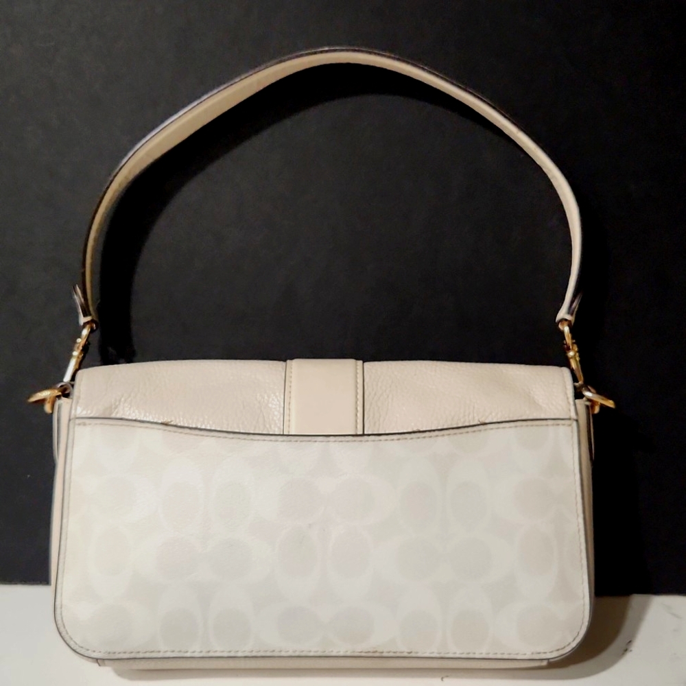 Coach Georgie Signature Leather Shoulder Hand Bag C4067 Chalk - Picture 13 of 15